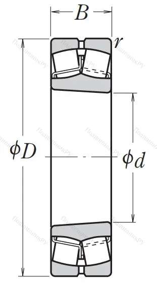 Сферический роликовый подшипник с конической посадкой на вал 22308 EAKE 4