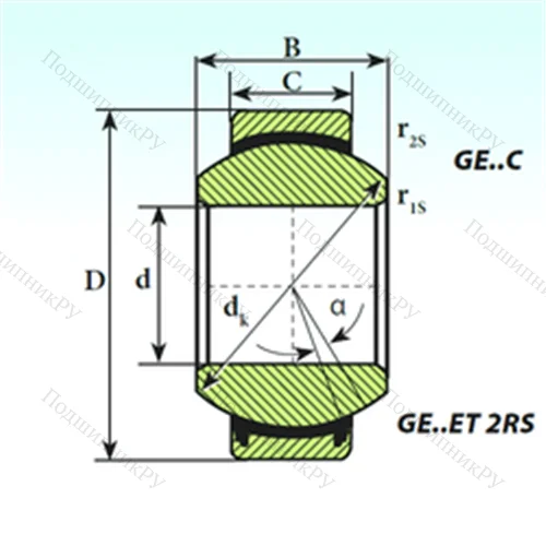 Подшипник скольжения сферический GE 180 ET 2RS