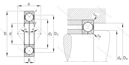 Радиально-упорный шариковый подшипник QJ 308 MPA от производителя  FAG