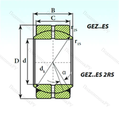 Подшипник скольжения сферический GEZ 38 ES 2RS