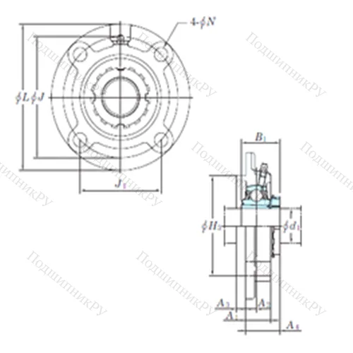Подшипниковый узел шариковый радиальный UKFC 209