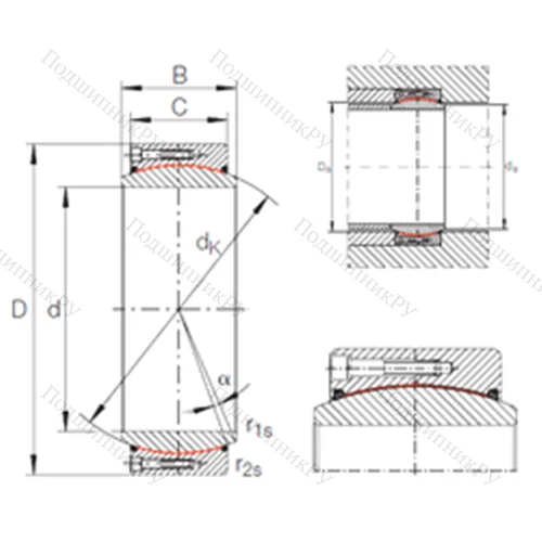 Подшипник скольжения сферический GE 480 DW-2RS 2