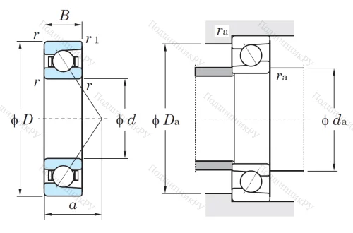 Однорядный шариковый подшипник 7216 B от производителя  KOYO