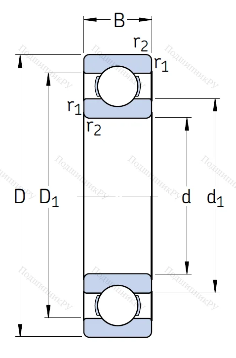 Однорядный шариковый подшипник 6308 C 3