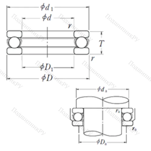 Подшипник шариковый упорный 51268X
