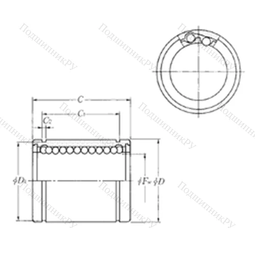 Подшипник шариковый линейный KLM 25LL