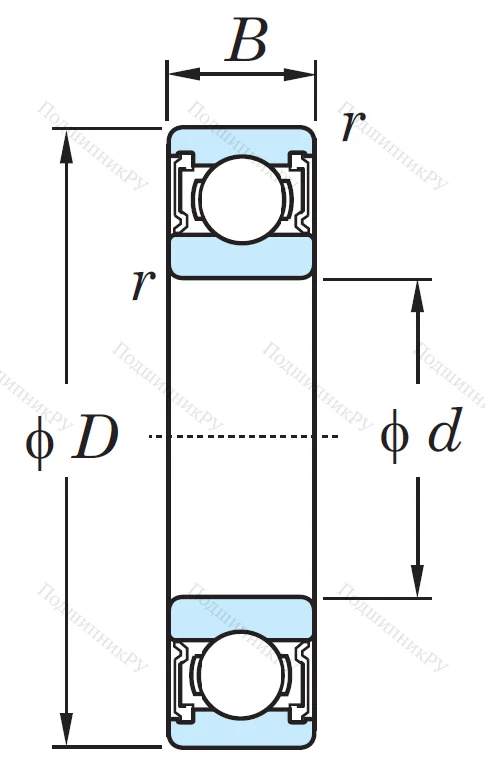 Однорядный шариковый подшипник 6012 2RS C 3