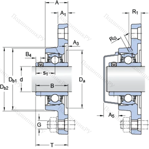 Фланцевые подшипниковые узлы типа Y (корпус типа Y-TECH, овальный фланец, крепление стопорными винтами) FYTB 1.1/4 TF