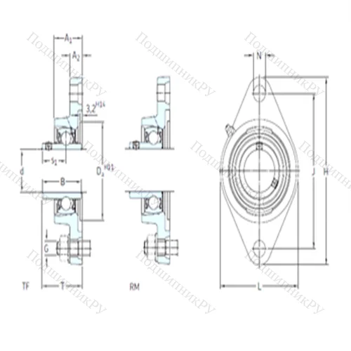 Подшипниковый узел шариковый радиальный FYT 1/2 RM