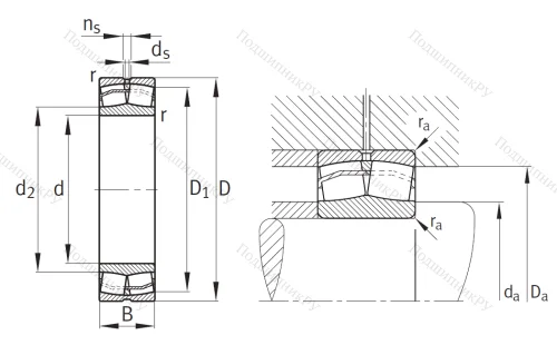 Сферический роликовый подшипник 22208 E 1 XL C 3 от производителя  FAG