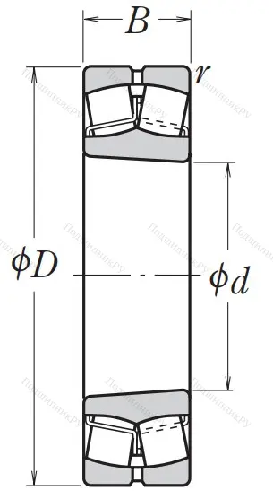 Сферический роликовый подшипник с конической посадкой на вал 22216 EAKE 4