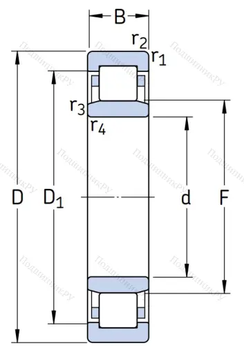 Роликовый цилиндрический подшипник NU 222 ECM/C 3 от производителя  SKF
