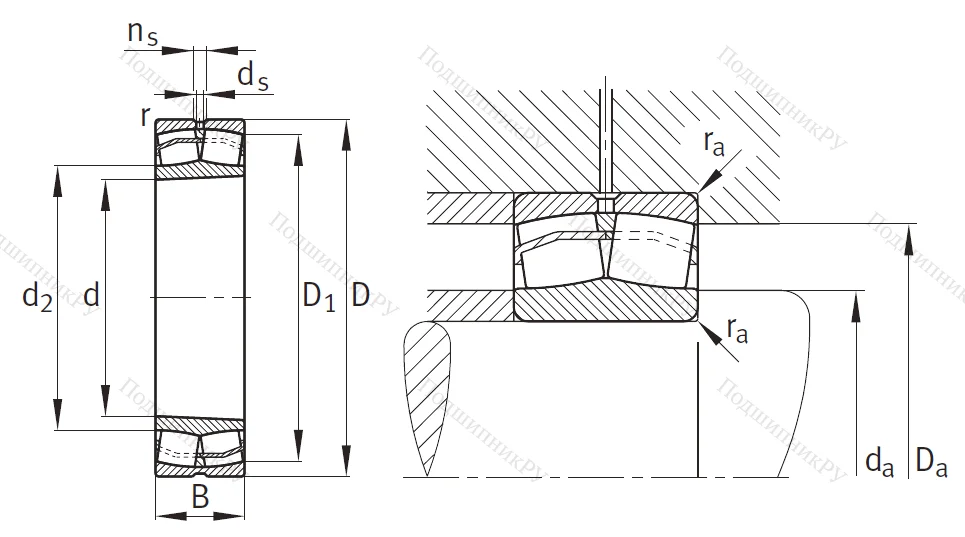 Сферический роликовый подшипник с конической посадкой на вал 22211 E 1 XL K