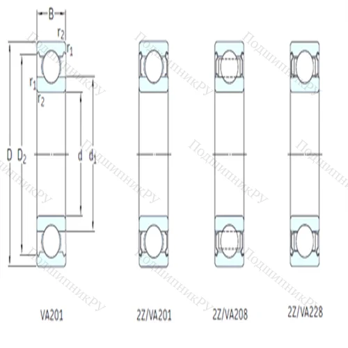 Подшипник шариковый радиальный 6005/VA 201