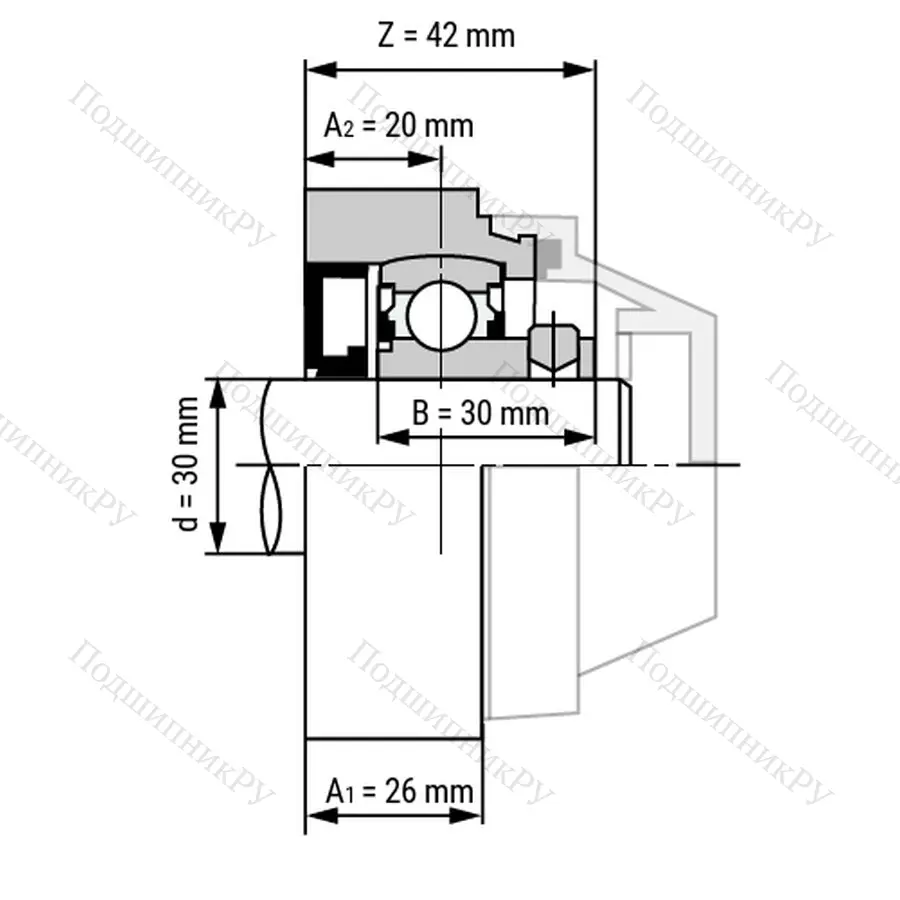 Подшипниковый узел WP-SSBFL 206 - Вал: 30 мм