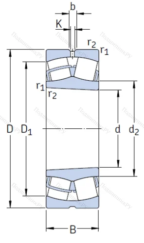 Сферический роликовый подшипник с конической посадкой на вал 22212 EK/C 3 от производителя  SKF