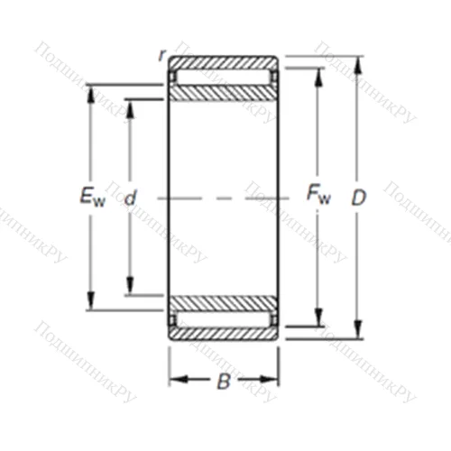 Подшипник игольчатый радиальный NAO 20X 35X 26