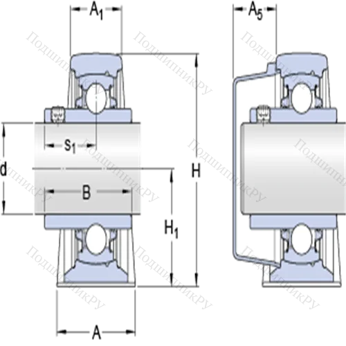Стационарные подшипниковые узлы типа Y (литой корпус, крепление стопорными винтами) SY 40 TDW