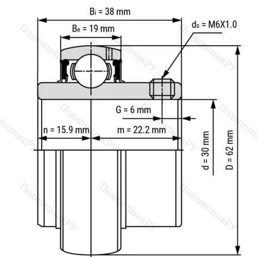 Радиальный шарикоподшипник из нержавеющей стали SS UC 206 - Вал 30мм от производителя  LPZ