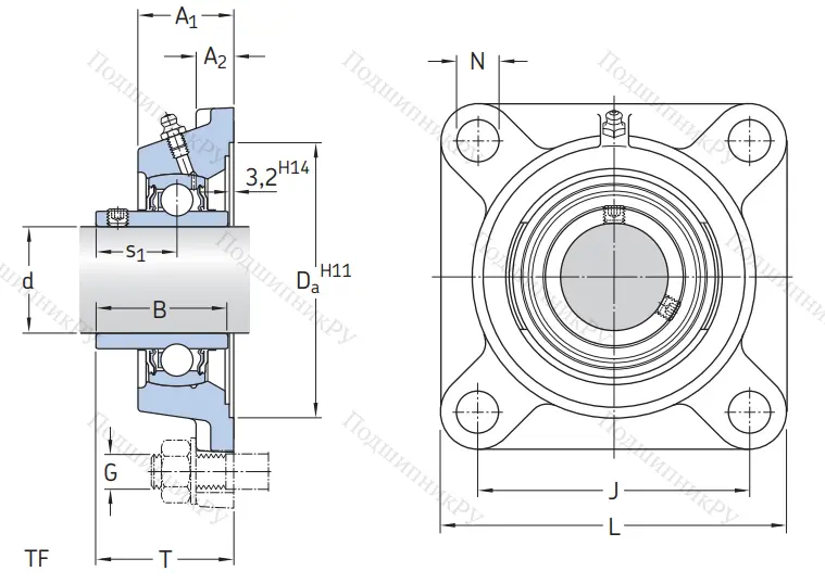 Подшипниковый узел FY 45 TF