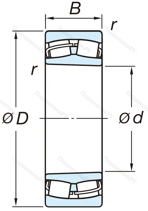 Сферический роликовый подшипник с конической посадкой на вал 22222 RZKW 33