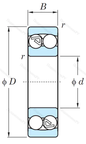 Двухрядный шариковый подшипник 1206 от производителя  KOYO