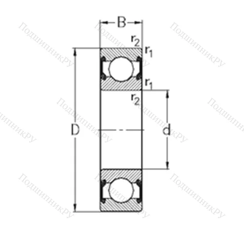 Подшипник шариковый радиальный 6006-2RS 2