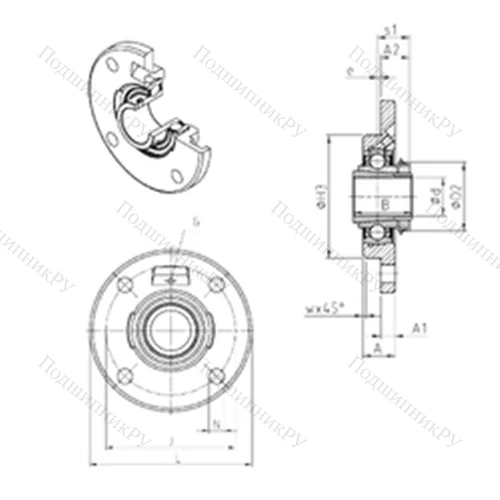 Подшипниковый узел шариковый радиальный UKFCE 207H