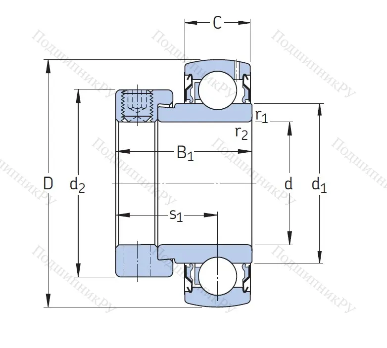 Корпусный подшипник YET 212