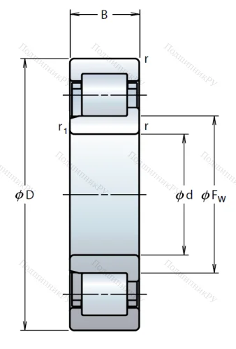 Роликовый цилиндрический подшипник NJ 2205 W от производителя  NSK