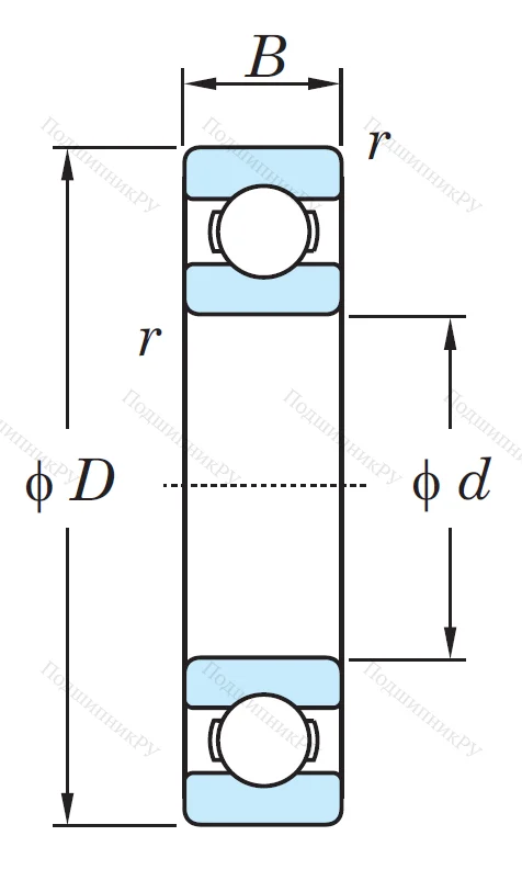 Однорядный шариковый подшипник 16018