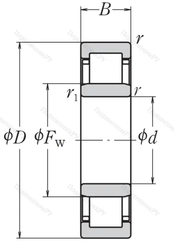 Роликовый цилиндрический подшипник NJ 311 ET от производителя  NSK