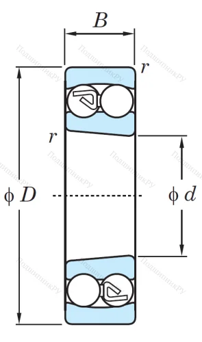 Двухрядный шариковый подшипник 1207 K от производителя  KOYO