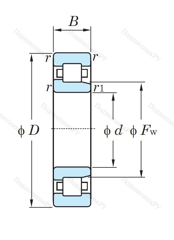 Роликовый цилиндрический подшипник NJ 209 R AG