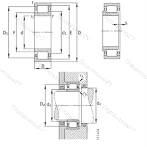 Подшипник роликовый радиальный NJ 2340-EX-M 1