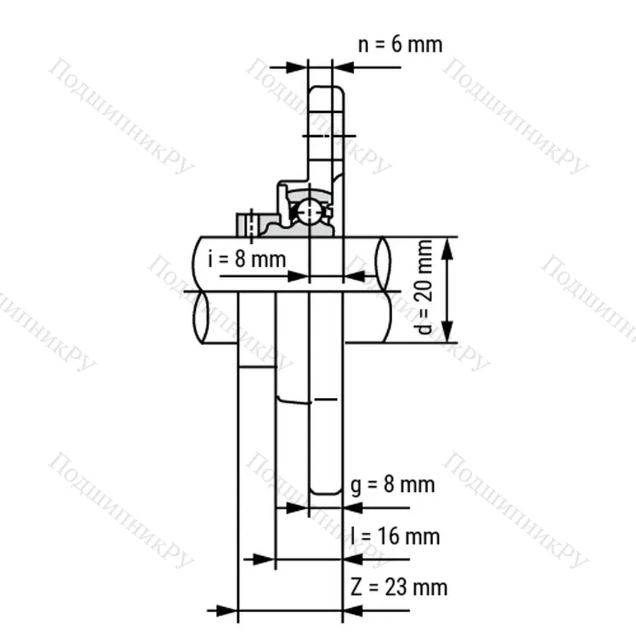 Подшипниковый узел KFL 004-ST - Вал: 20 мм
