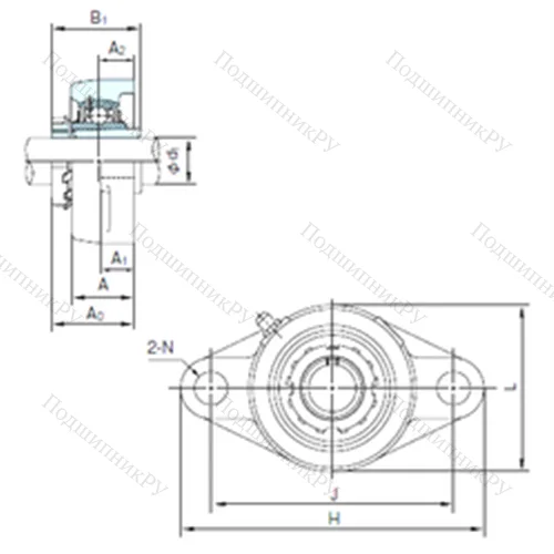 Подшипниковый узел шариковый радиальный UKFL 316+H 2316