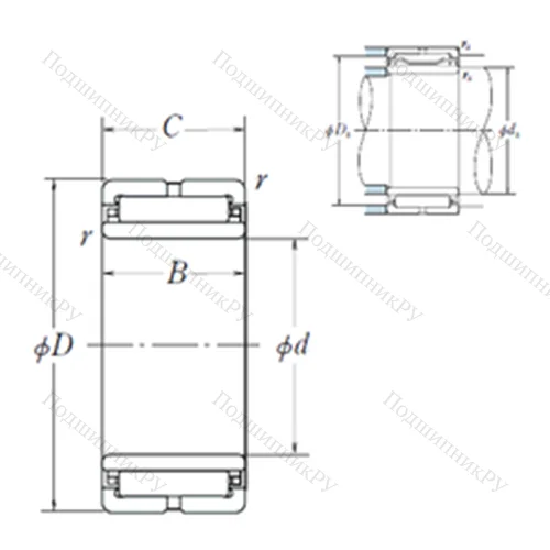 Подшипник игольчатый радиальный NA 59/32