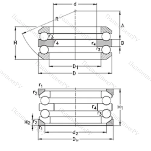 Подшипник шариковый упорный 54316-MP+U 316