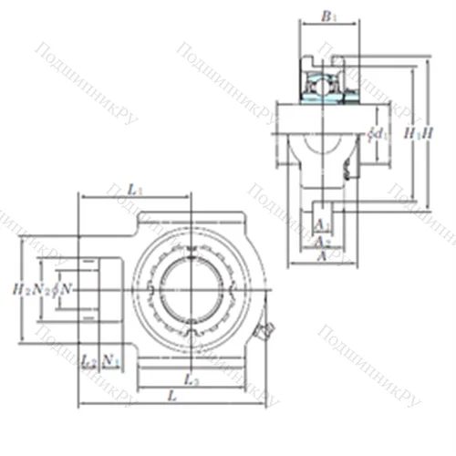 Подшипниковый узел шариковый радиальный UKT 307
