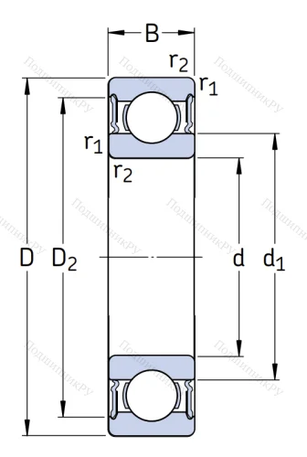 Шариковый однорядный подшипник 180214 (6214 2RS) в Ярославле