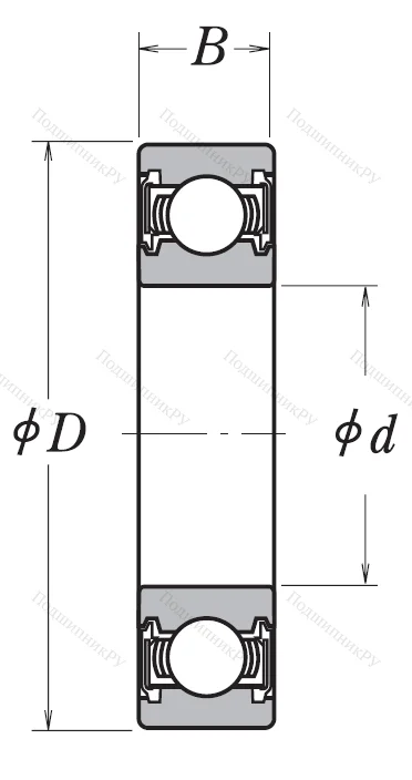 Однорядный шариковый подшипник 6826 VV