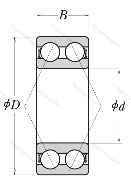 Двухрядный шариковый подшипник 3302 B 2RSRTNG
