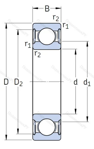 Однорядный шариковый подшипник 62309 2RS 1 от производителя  SKF