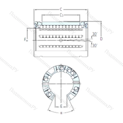 Подшипник шариковый линейный LBCF 20 A-2LS
