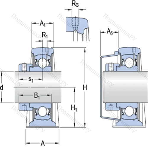 Стационарные подшипниковые узлы типа Y (литой корпус, крепление стопорными винтами) SY 30 FM