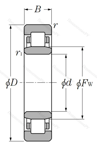 Роликовый цилиндрический подшипник NU 312 от производителя  NTN
