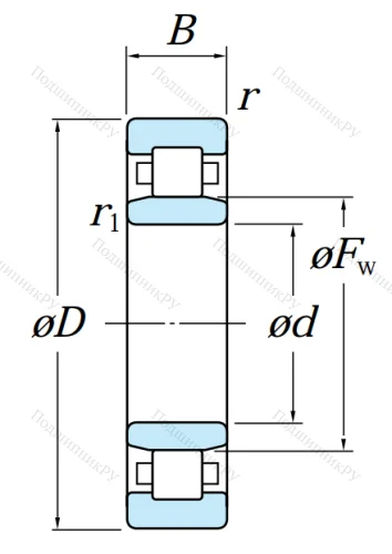 Роликовый цилиндрический подшипник NU 211 от производителя  KOYO