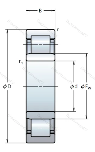 Роликовый цилиндрический подшипник NU 2312 ET от производителя  NSK