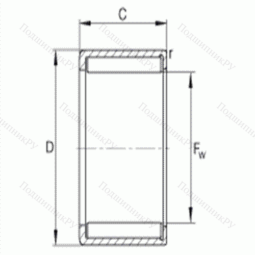 Подшипник роликовый игольчатый с одним наружным штампованным кольцом HN 1612